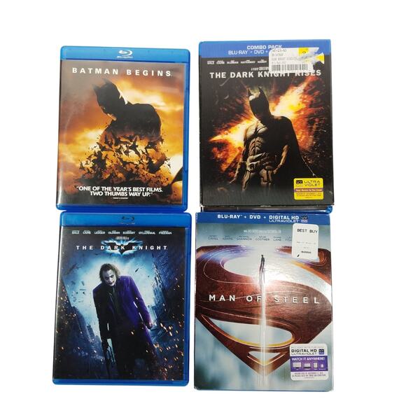 The Dark Knight Batman Trilogy + Man Of Steel Blu Ray Movie Lot 4 Christian Bale - Picture 1 of 7